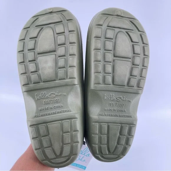 Hello Soho Women’s Olive Green Faux Fur Cozy Lined EVA Slip On Clogs Medium 7/8 - Picture 9 of 13